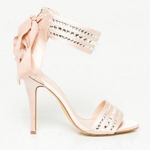 Champaign Pink Gemstone Ankle Strap Heeled Sandal NWT